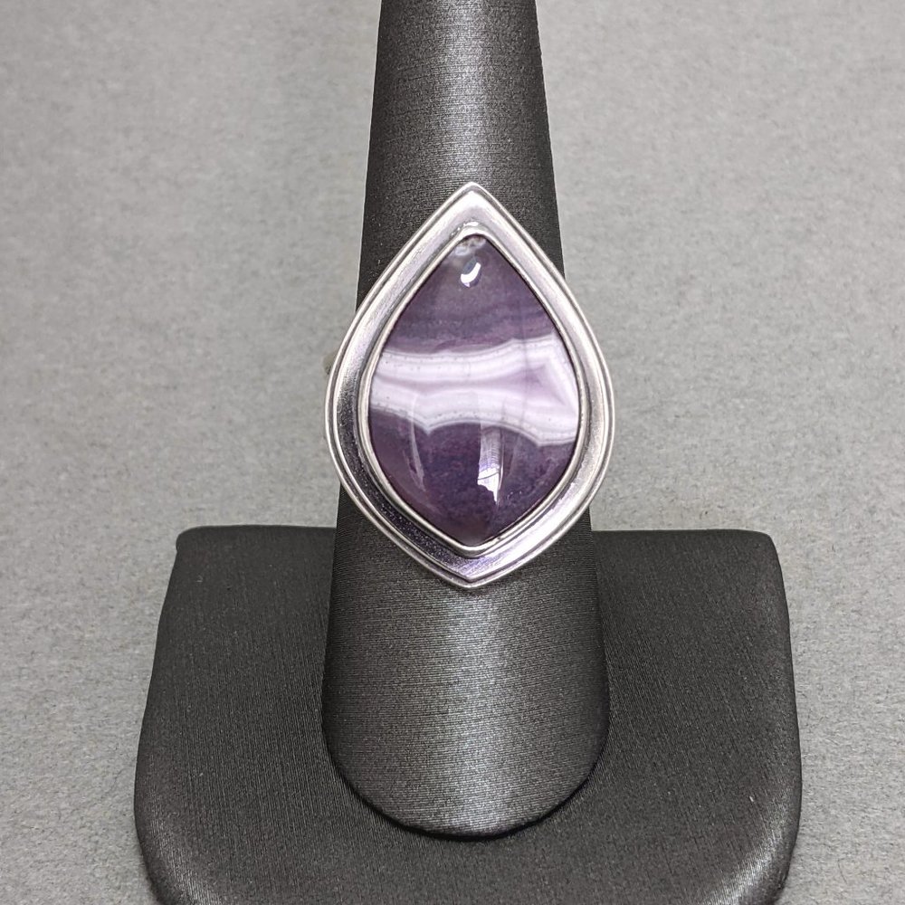 Purple Agate and Silver Ring, Handmade Ring